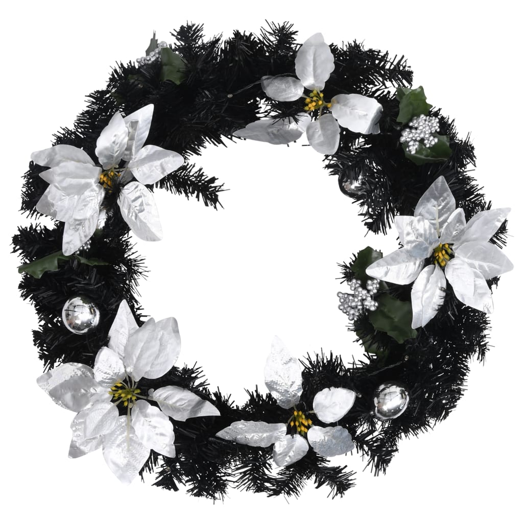 vidaXL Christmas Wreath Decoration Artificial Xmas Garland with LED Lights PVC-7