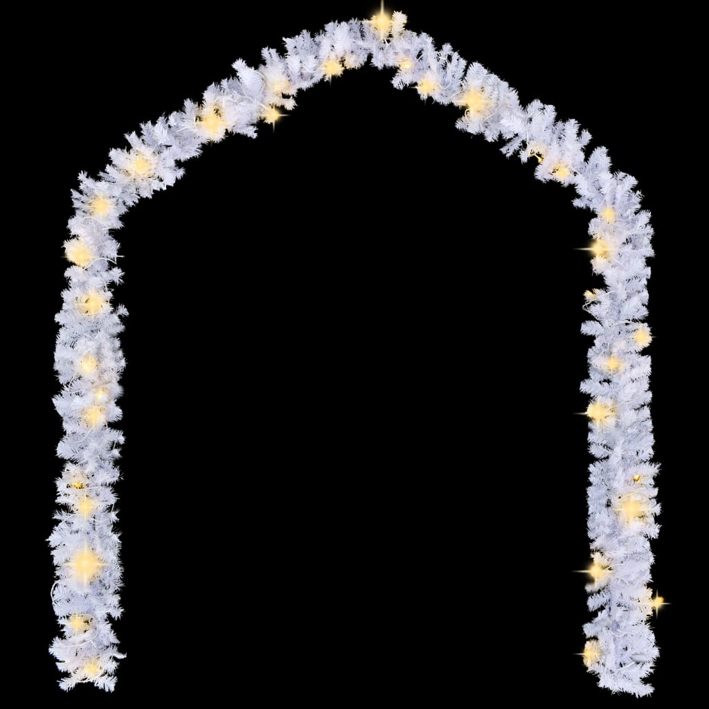 vidaXL Christmas Garland with LED Lights White 16 ft PVC-1