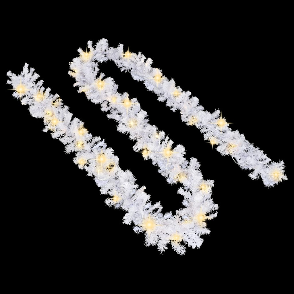 vidaXL Christmas Garland with LED Lights White 16 ft PVC-4