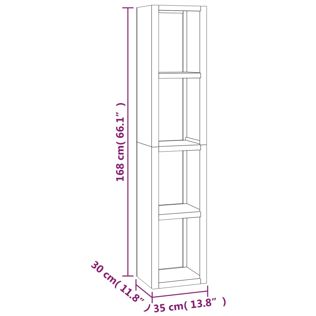 vidaXL Book Cabinet 13.8"x11.8"x66.1" Solid Wood Teak-4