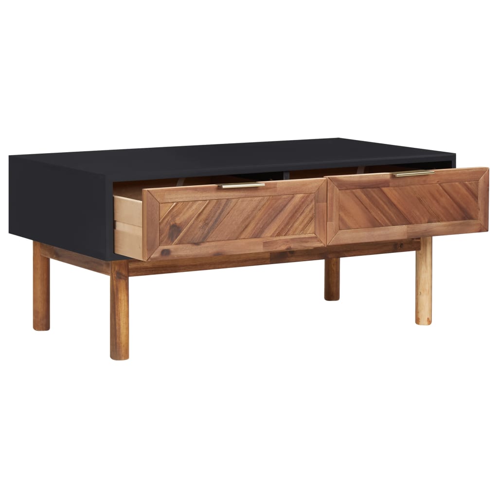 vidaXL Coffee Table 35.4"x19.7"x15.7" Solid Acacia Wood and MDF-1