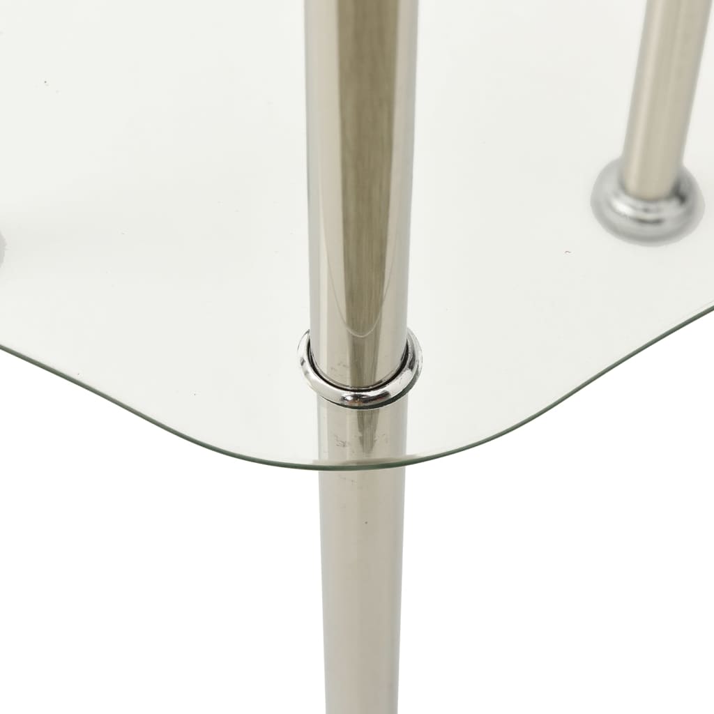 vidaXL 2-Tier Side Table Transparent 15"x15"x19.7" Tempered Glass-3