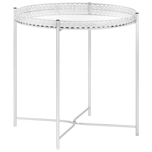 vidaXL Side Table Silver 15.7"x15.7"x16.1" Glass-0