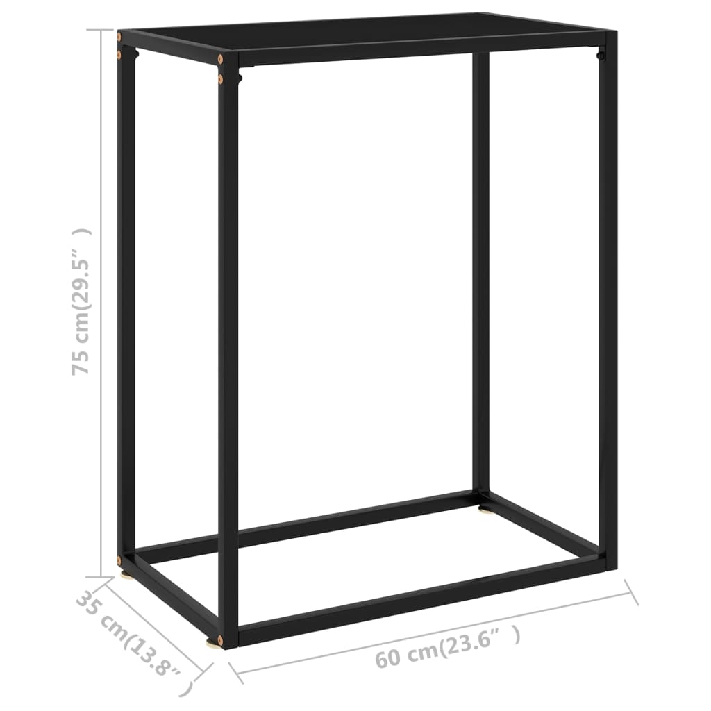 vidaXL Console Table Black 23.6"x13.8"x29.5" Tempered Glass-4