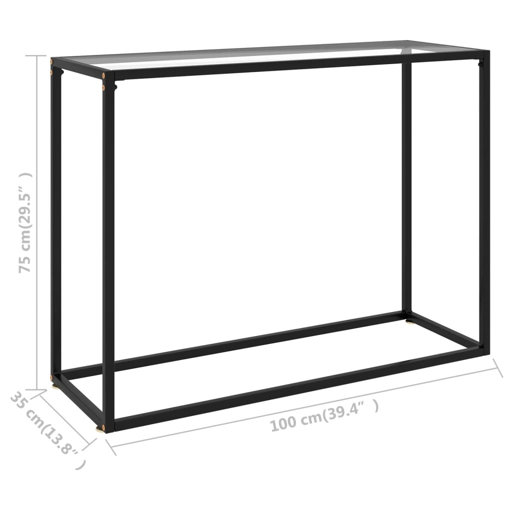 vidaXL Console Table Transparent 39.4"x13.8"x29.5" Tempered Glass-0