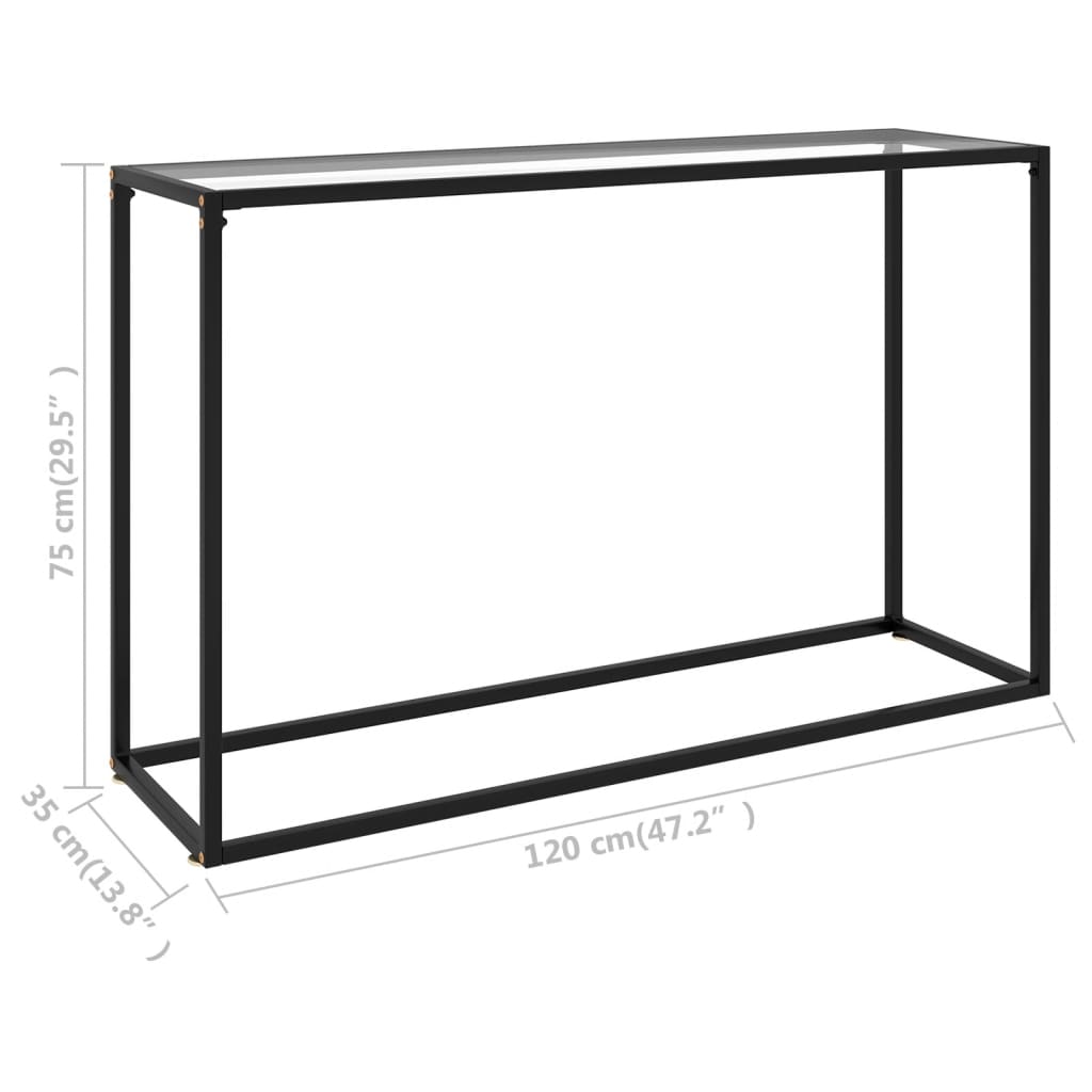 vidaXL Console Table Transparent 47.2"x13.8"x29.5" Tempered Glass-0