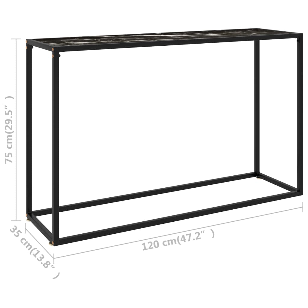 vidaXL Console Table Black 47.2"x13.8"x29.5" Tempered Glass-4