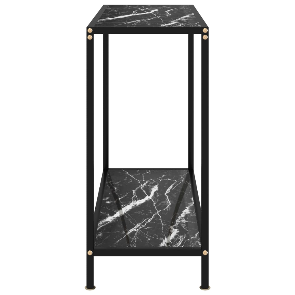 vidaXL Console Table Black 31.5"x13.8"x29.5" Tempered Glass-1