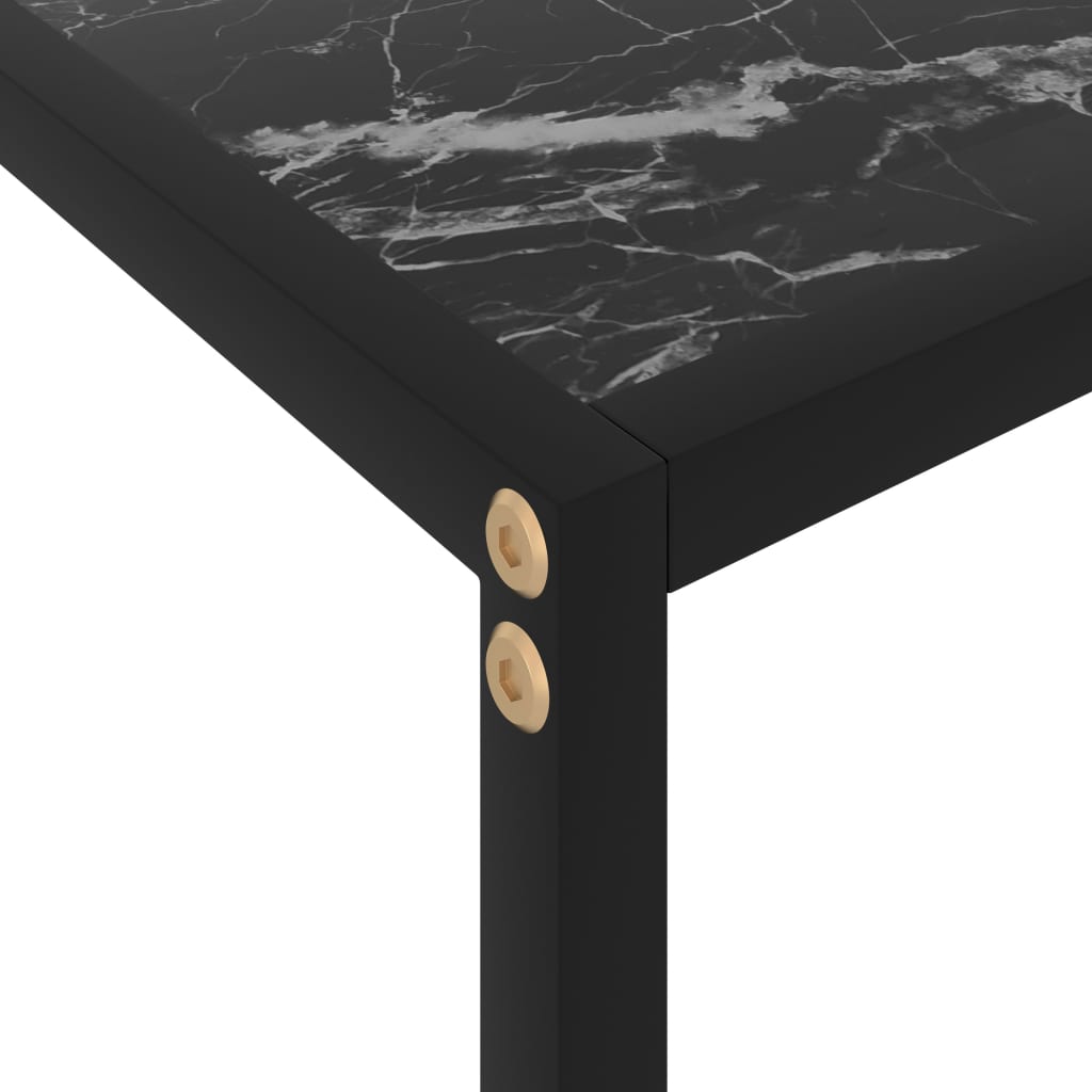 vidaXL Console Table Black 31.5"x13.8"x29.5" Tempered Glass-3