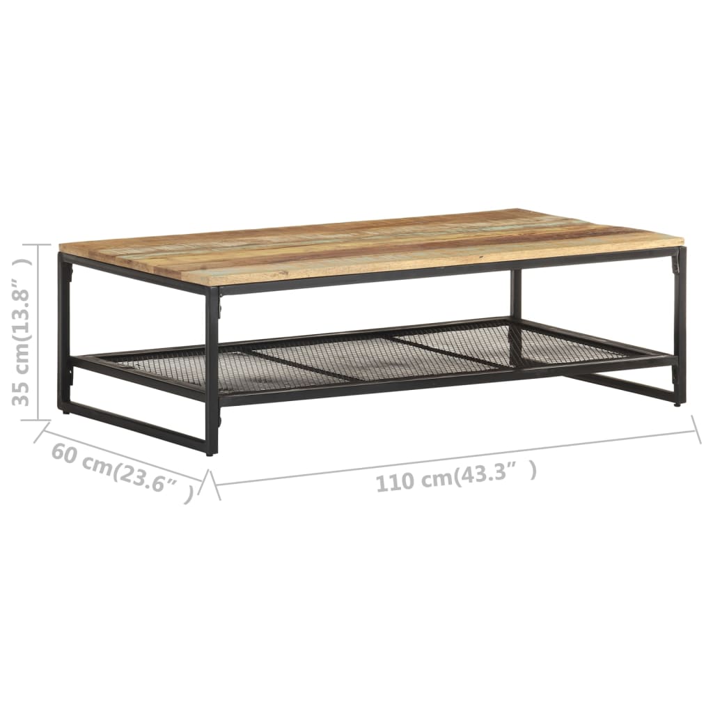 vidaXL Coffee Table 43.3"x23.6"x13.8" Solid Reclaimed Wood-4