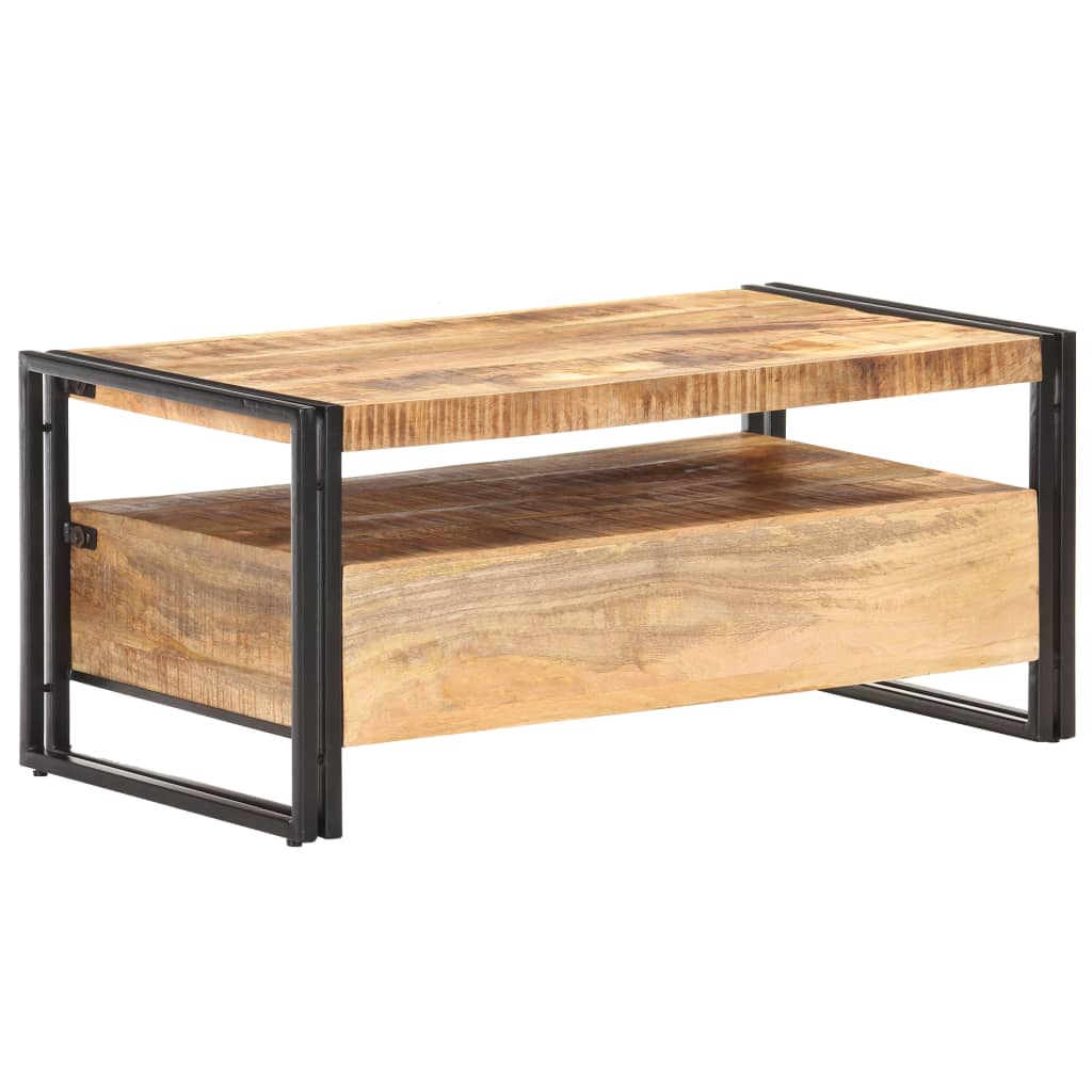 vidaXL Coffee Table 39.4"x21.7"x17.7" Rough Mango Wood-2