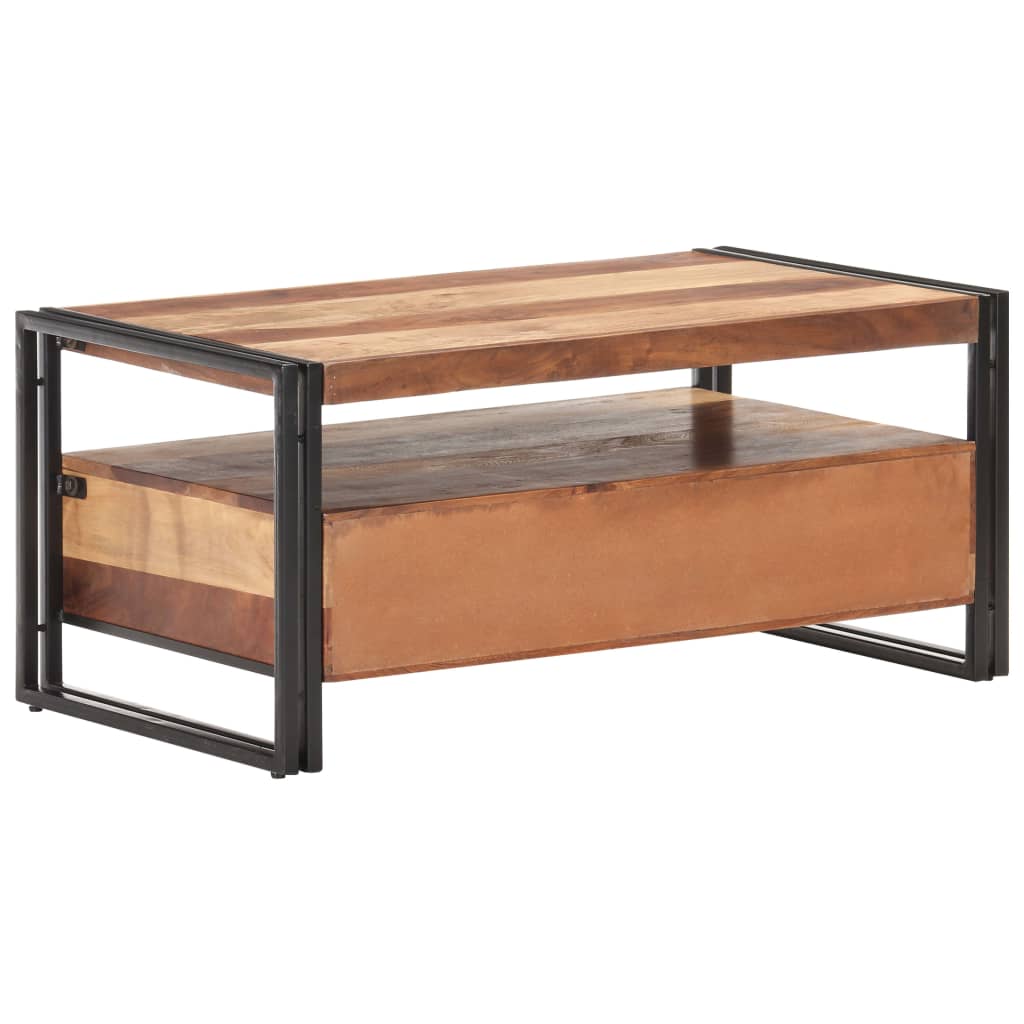 vidaXL Coffee Table 39.4"x21.7"x17.7" Solid Acacia Wood with Sheesham Finish-1