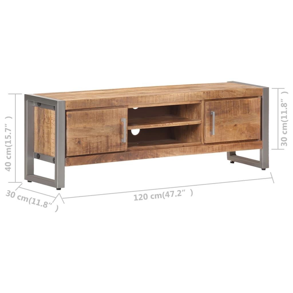 vidaXL TV Stand 47.2"x11.8"x15.7" Rough Mango Wood-9