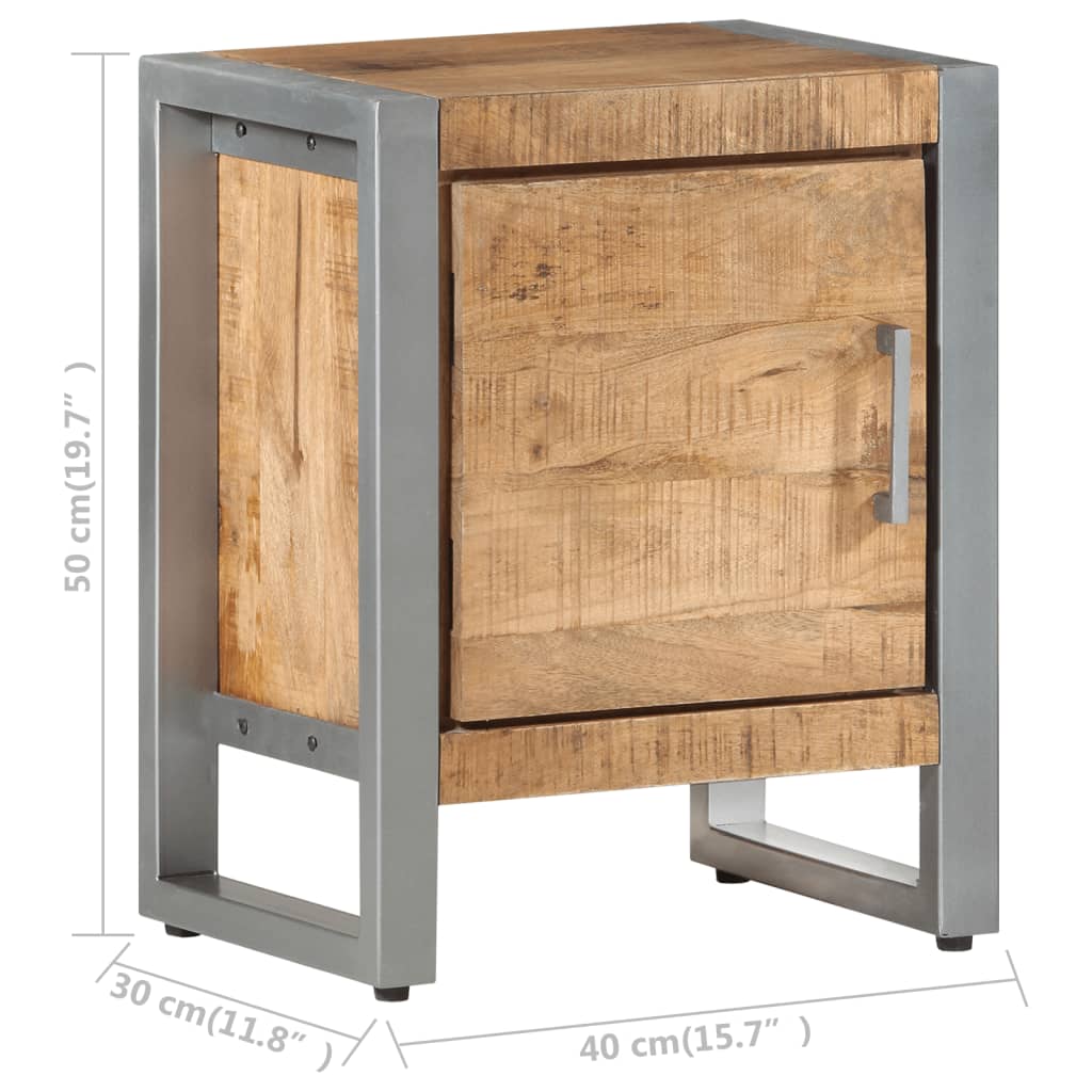vidaXL Bedside Cabinet 15.7"x11.8"x19.7" Rough Mango Wood-6