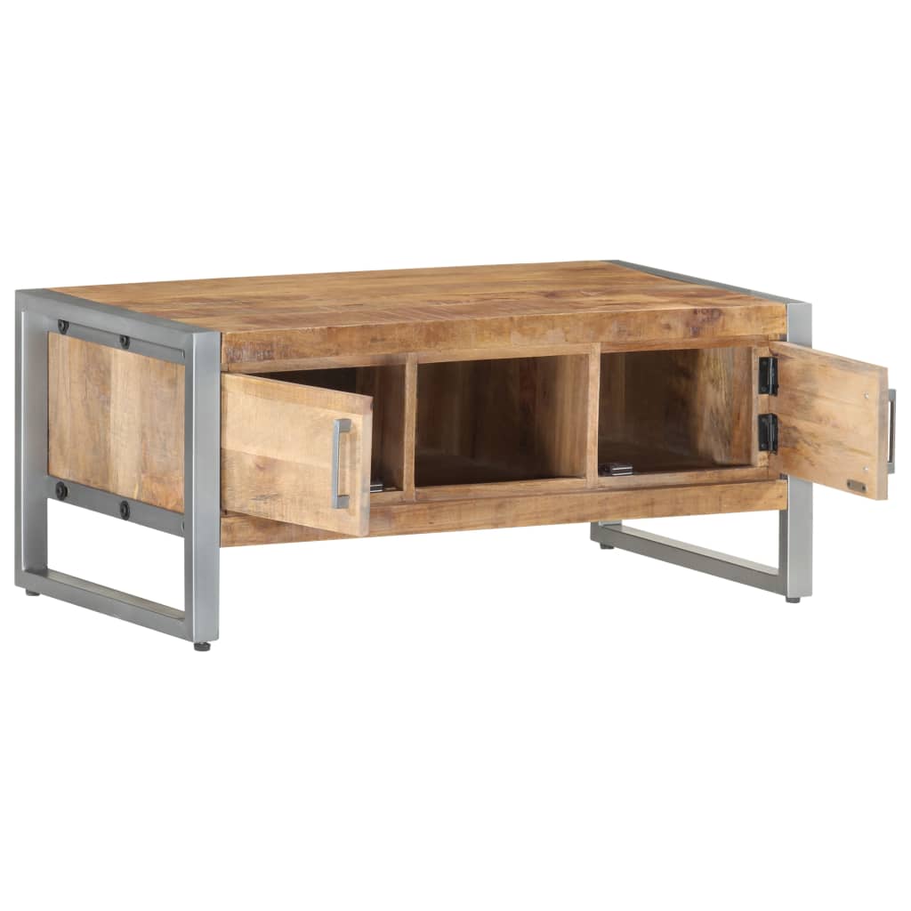 vidaXL Coffee Table 37.4"x19.7"x15.7" Rough Mango Wood-4