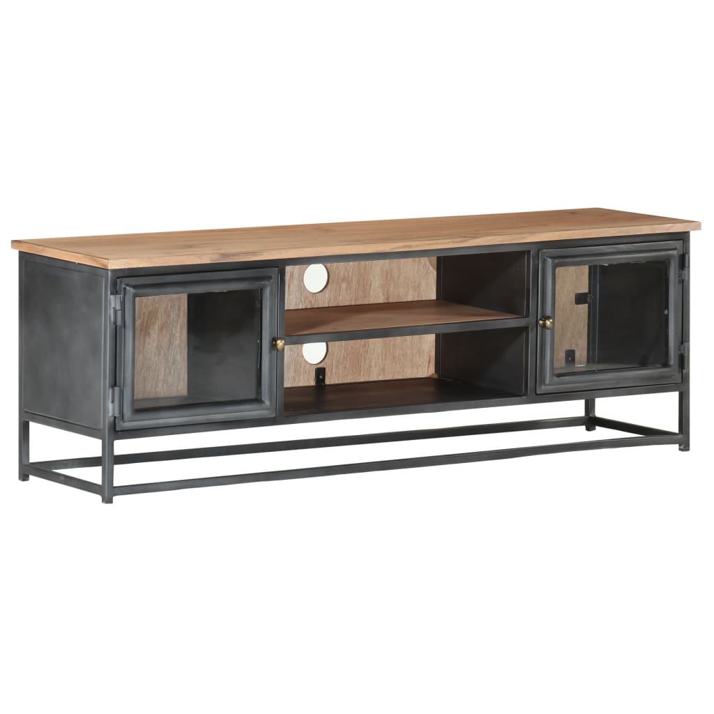 vidaXL TV Stand Gray 47.2"x11.8"x15.7" Solid Wood Acacia and Steel-6