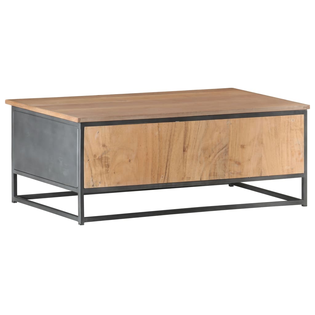 vidaXL Coffee Table Gray 35.4"x19.7"x13.8" Solid Acacia Wood-4