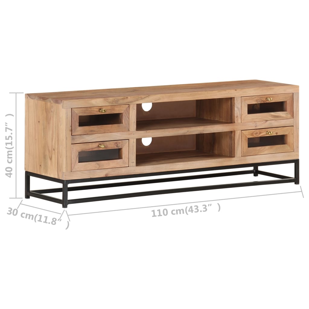 vidaXL TV Stand 43.3"x11.8"x15.7" Solid Wood Acacia-6