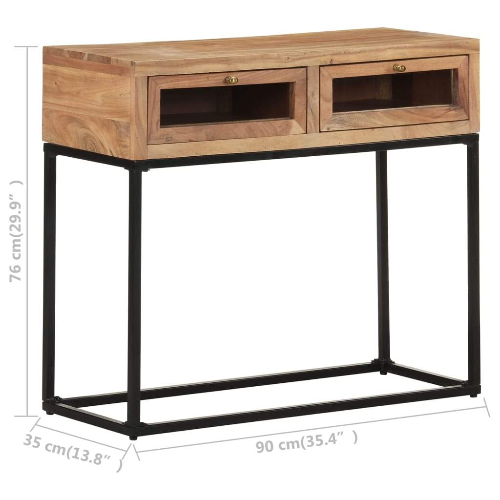 Console Table 35.4"x13.8"x29.9" Solid Acacia Wood