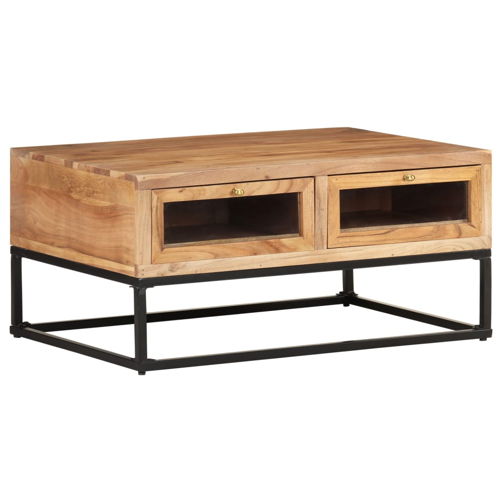 vidaXL Coffee Table 35.4"x23.6"x15.7" Solid Acacia Wood-0