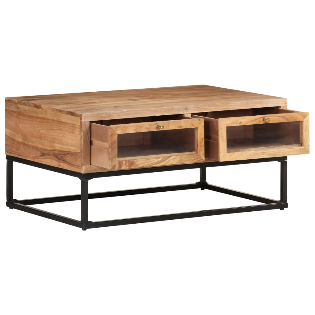 vidaXL Coffee Table 35.4"x23.6"x15.7" Solid Acacia Wood-4