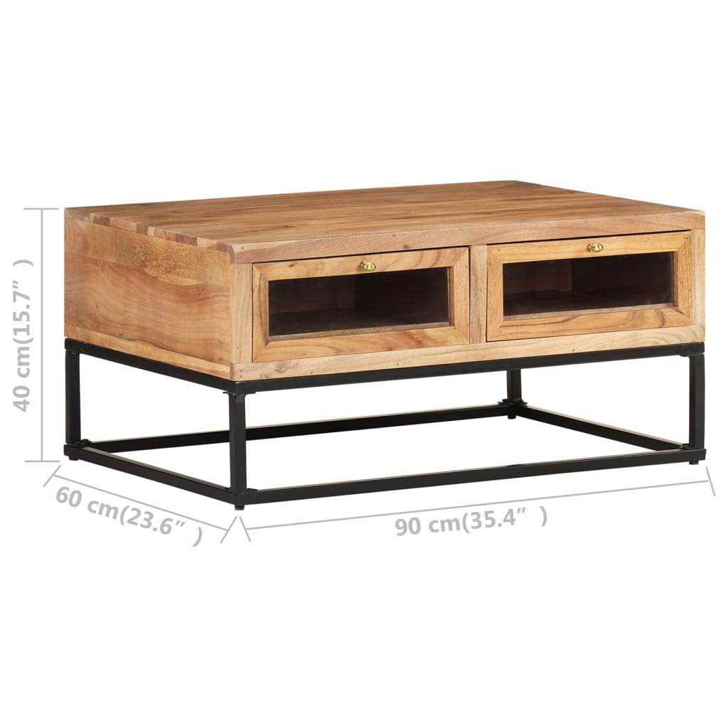 vidaXL Coffee Table 35.4"x23.6"x15.7" Solid Acacia Wood-6