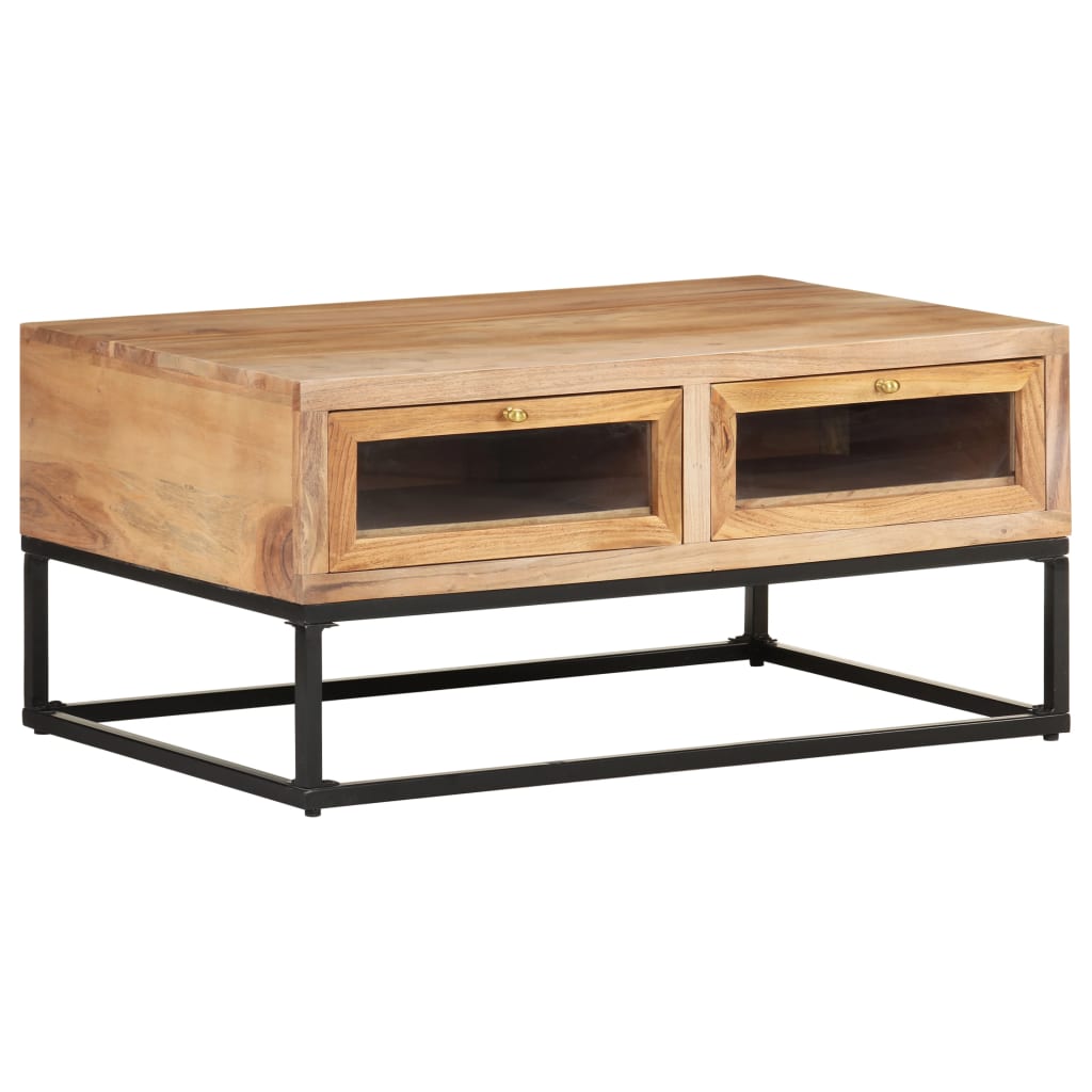 vidaXL Coffee Table 35.4"x23.6"x15.7" Solid Acacia Wood-8