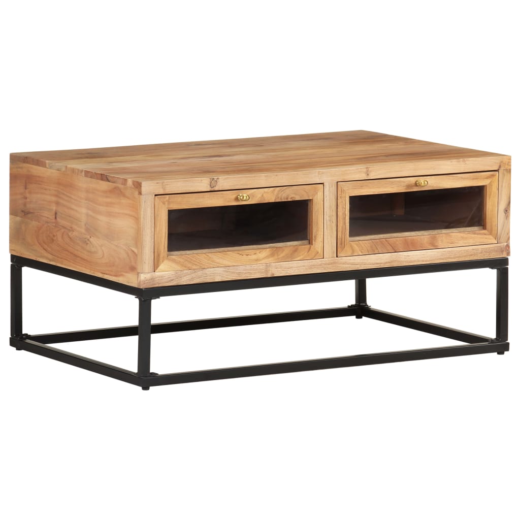 vidaXL Coffee Table 35.4"x23.6"x15.7" Solid Acacia Wood-9