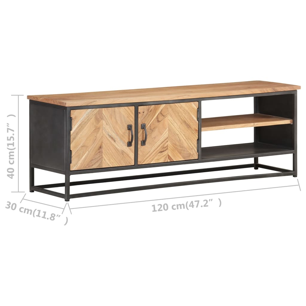 vidaXL TV Stand 47.2"x11.8"x15.7" Solid Wood Acacia-6