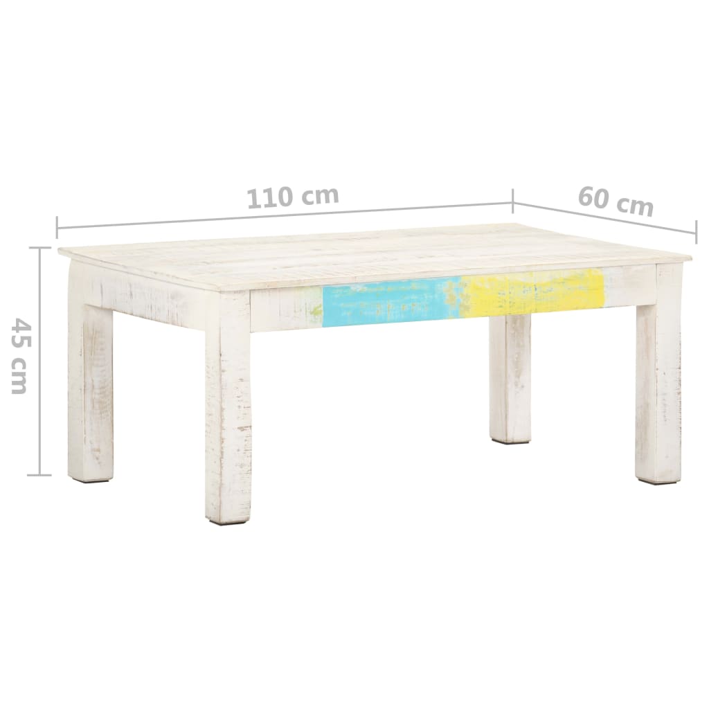 Coffee Table White 43.3"x23.6"x17.7" Solid Mango Wood