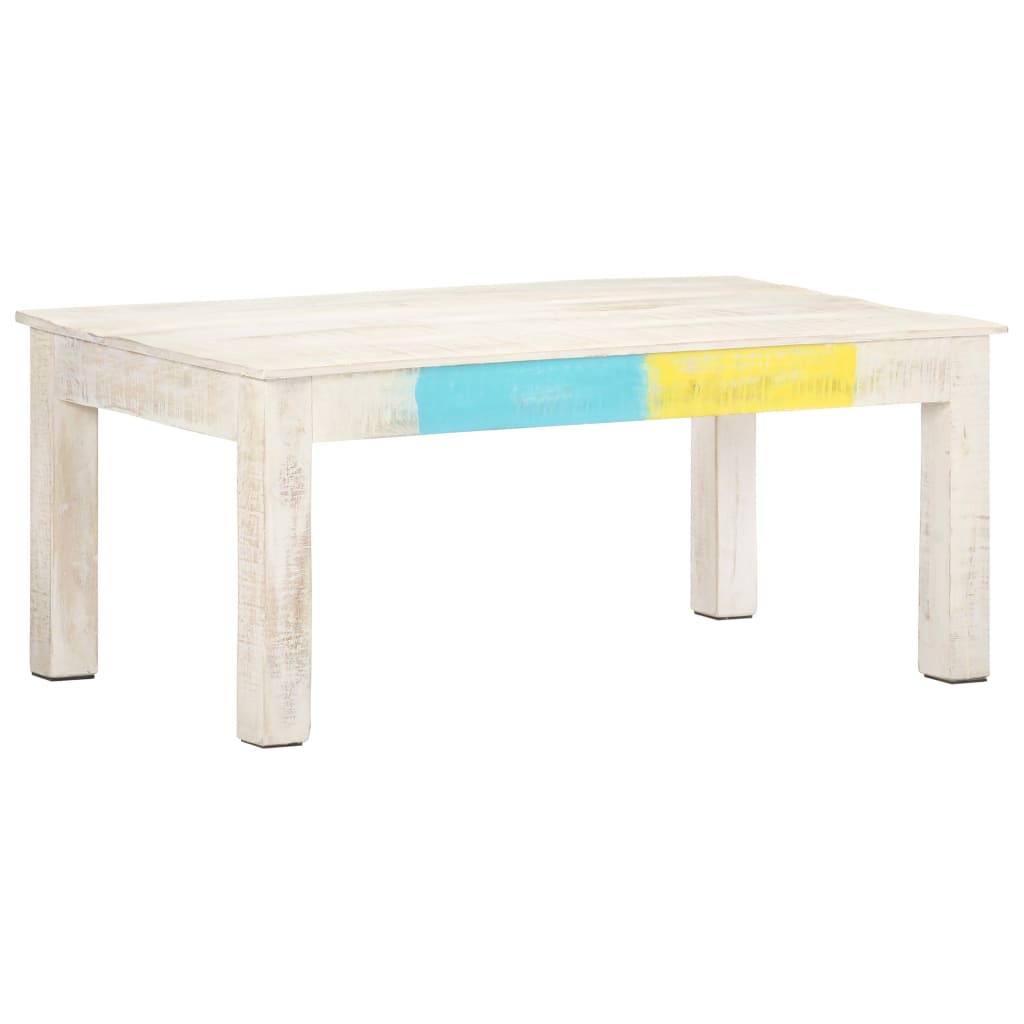 Coffee Table White 43.3"x23.6"x17.7" Solid Mango Wood