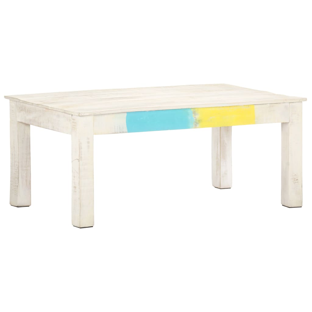 Coffee Table White 43.3"x23.6"x17.7" Solid Mango Wood