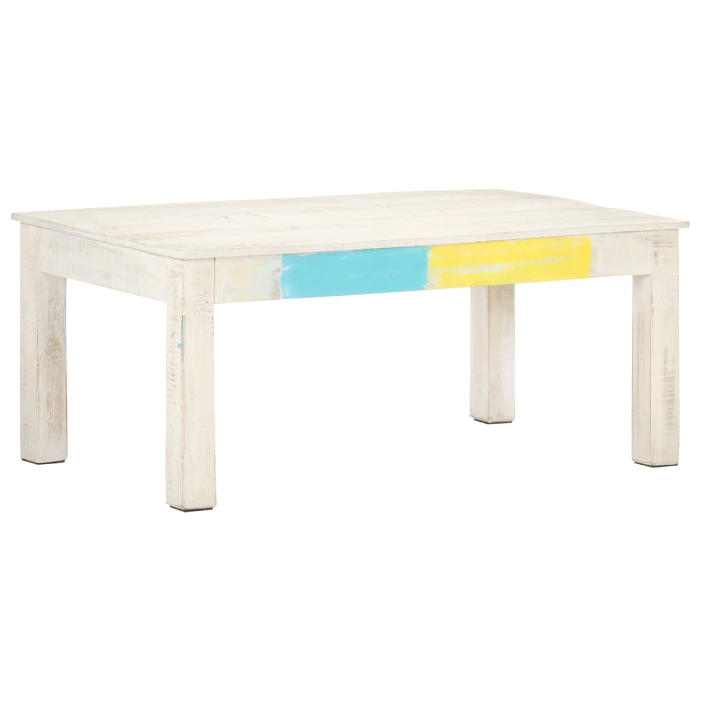 Coffee Table White 43.3"x23.6"x17.7" Solid Mango Wood