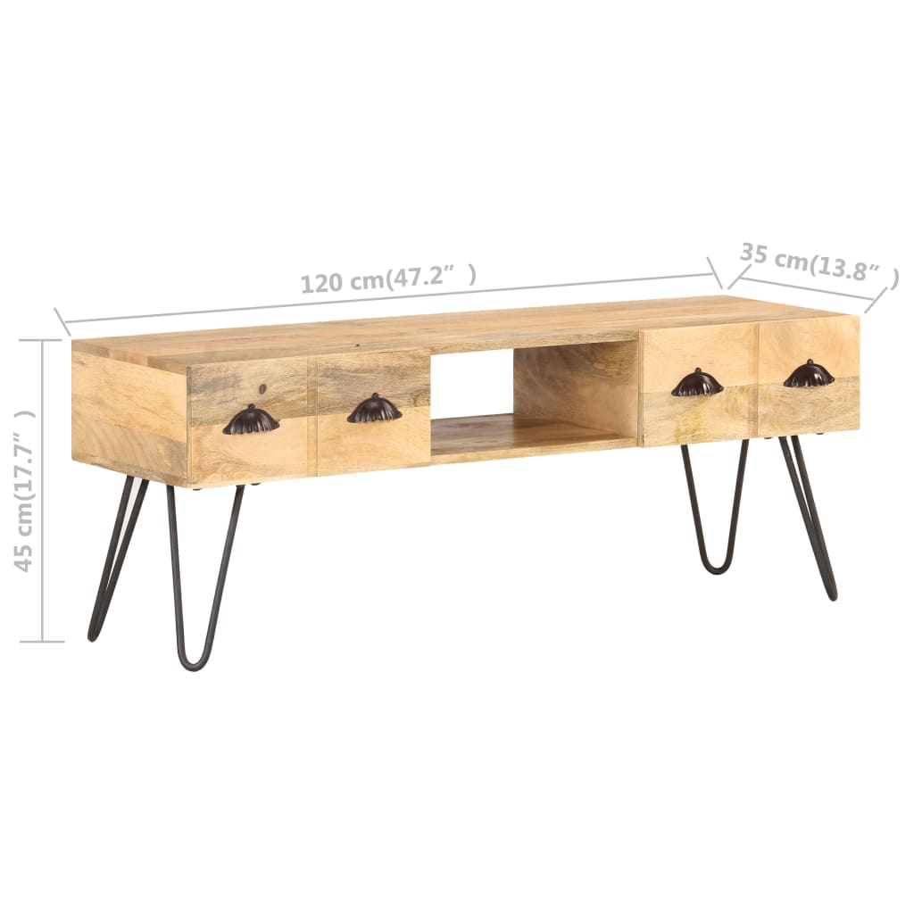 vidaXL TV Stand 47.2"x13.8"x17.7" Solid Wood Mango-4