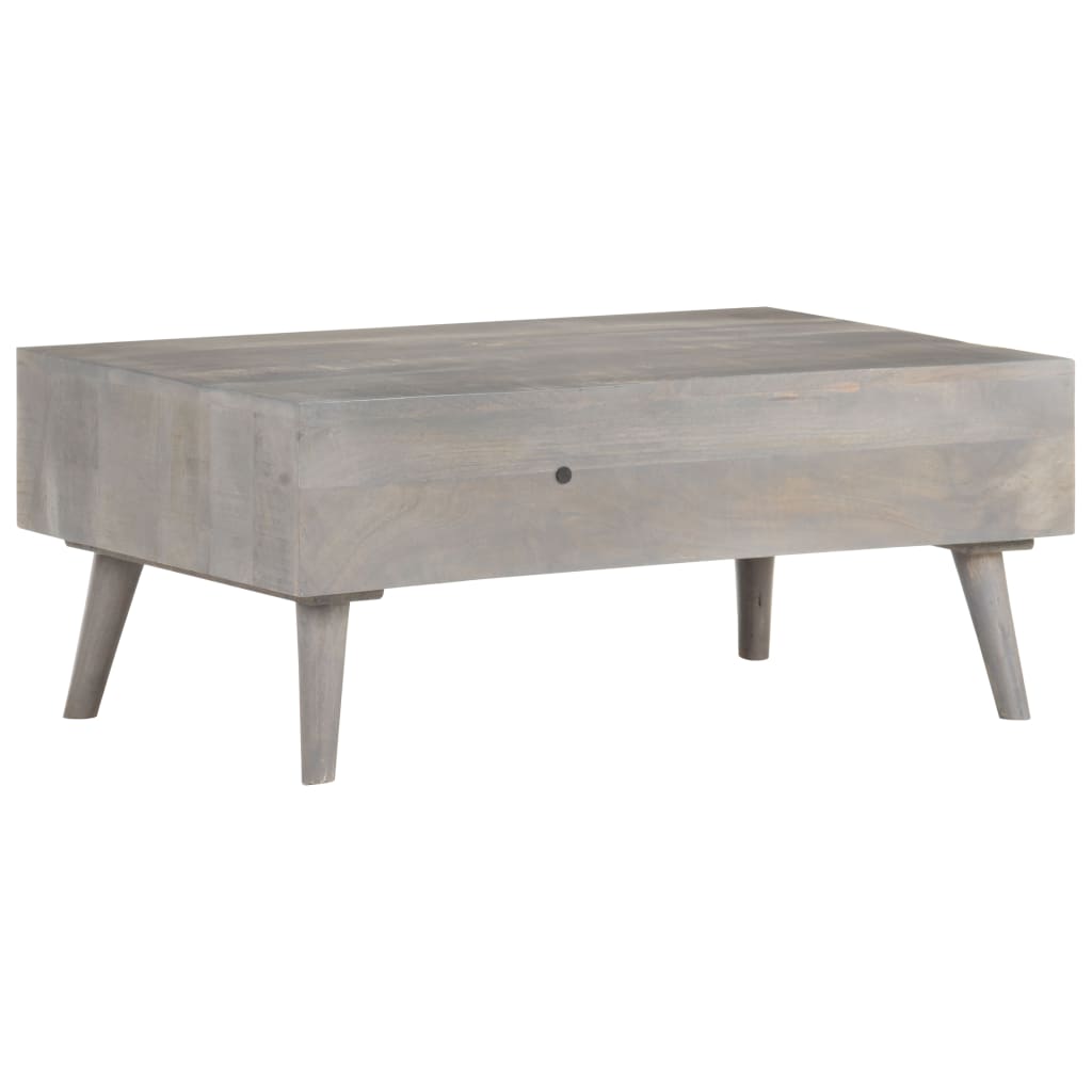 vidaXL Coffee Table Gray 39.4"x23.6"x15.7" Solid Rough Mango Wood-3