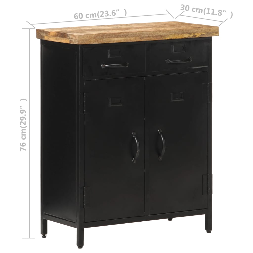 vidaXL Sideboard 23.6"x11.8"x29.9" Rough Mango Wood-7