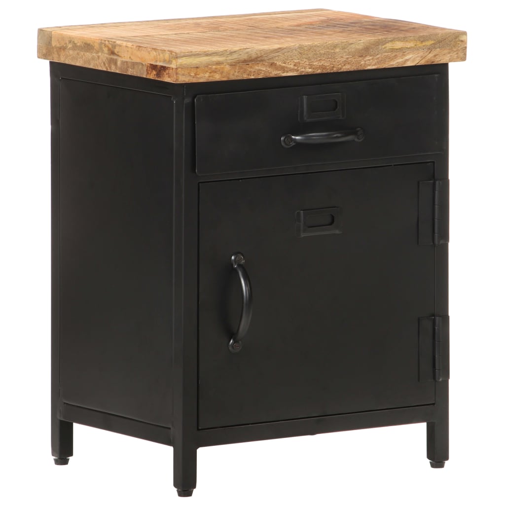 vidaXL Bedside Cabinet 15.7"x11.8"x20.5" Rough Mango Wood-0