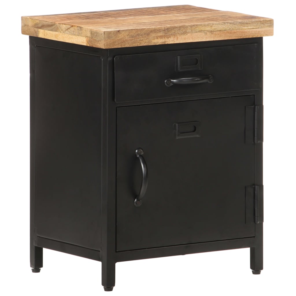 vidaXL Bedside Cabinet 15.7"x11.8"x20.5" Rough Mango Wood-9