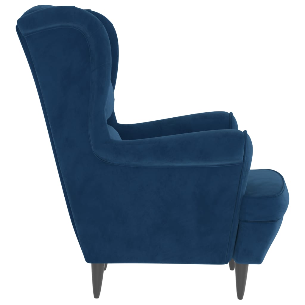 vidaXL Armchair Blue Velvet-3