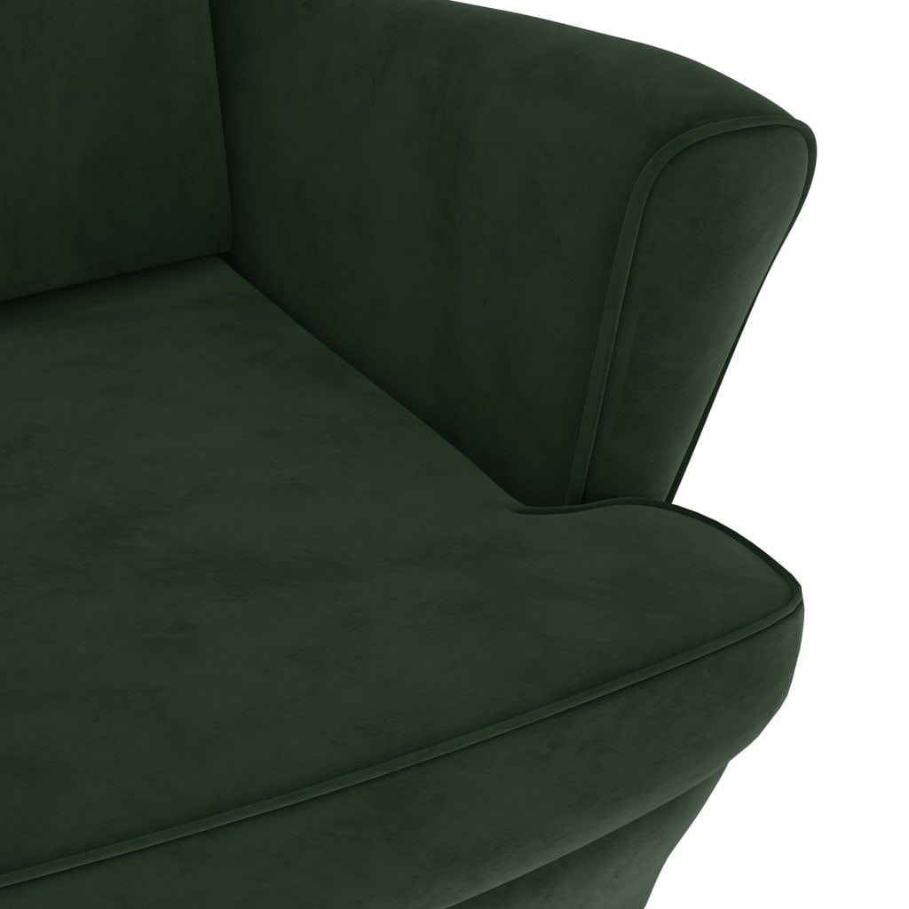 vidaXL Armchair Dark Green Velvet-4