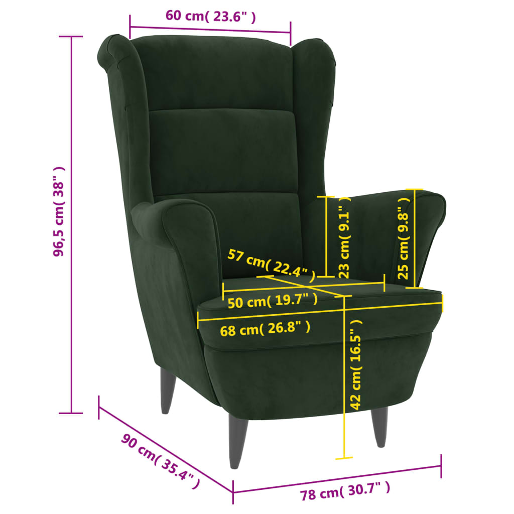 vidaXL Armchair Dark Green Velvet-5