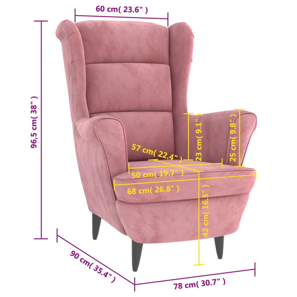 vidaXL Armchair Pink Velvet-5