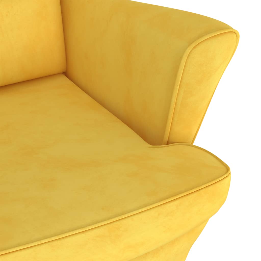 vidaXL Armchair Mustard Yellow Velvet-4