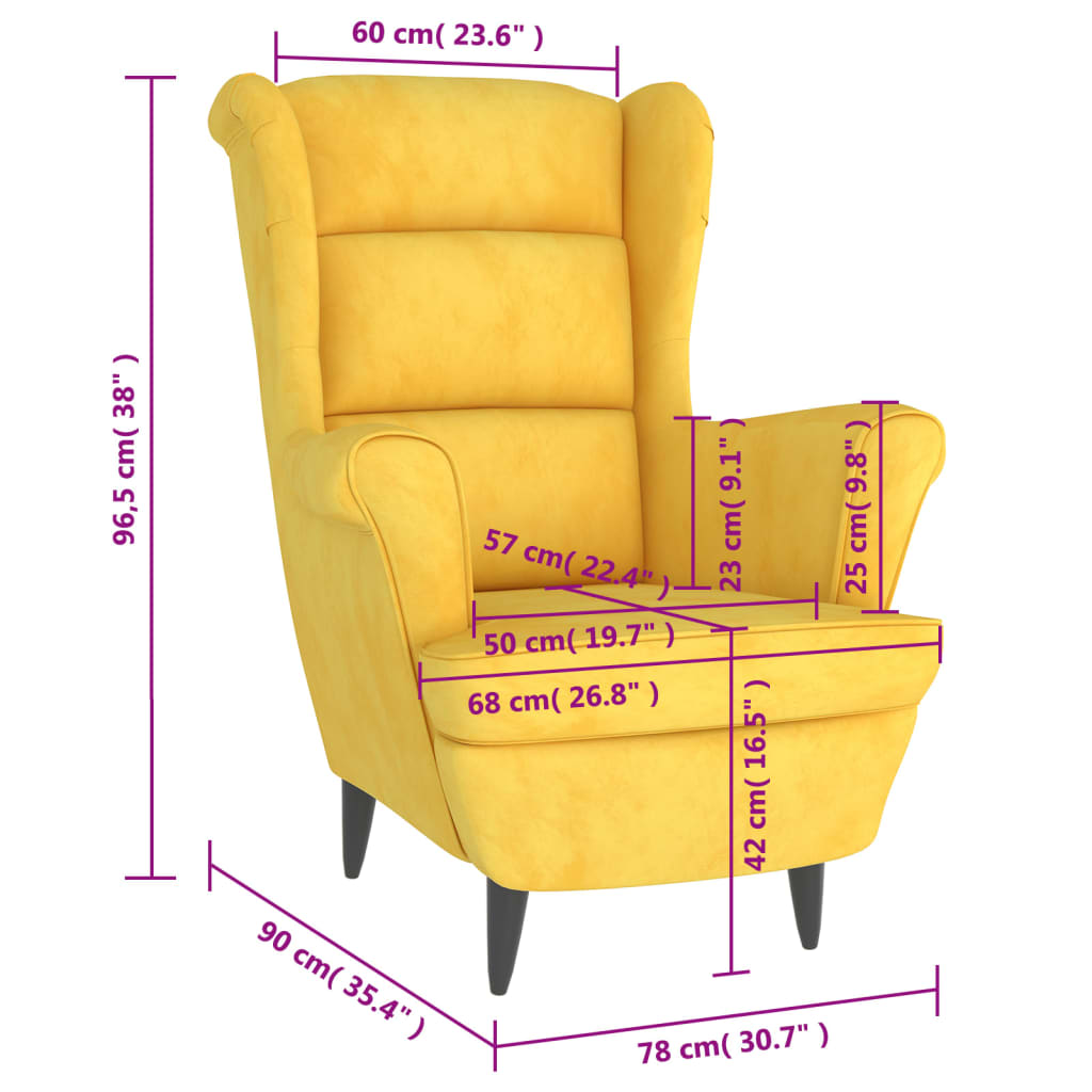 vidaXL Armchair Mustard Yellow Velvet-5