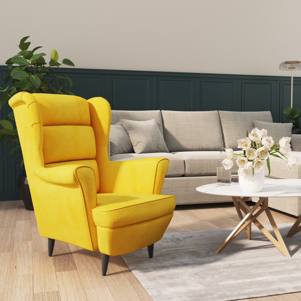 vidaXL Armchair Mustard Yellow Velvet-0