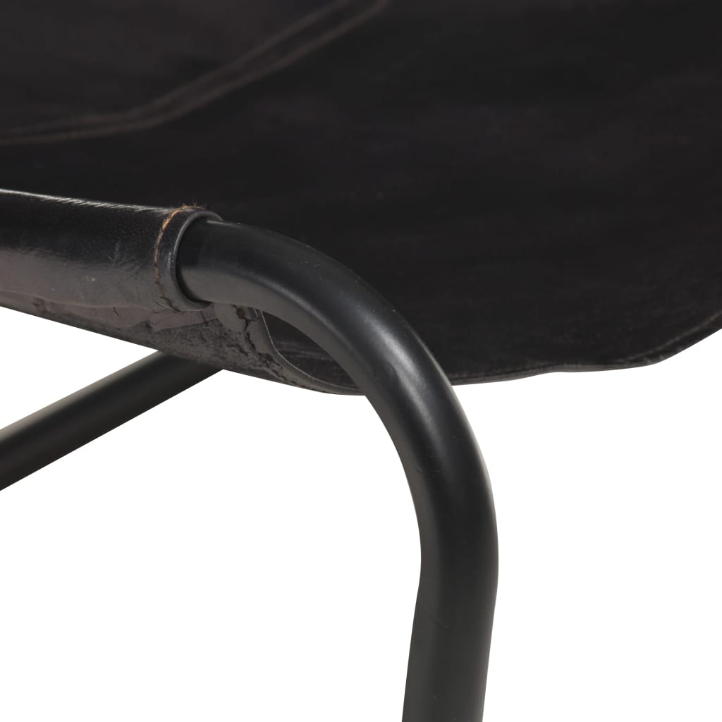 vidaXL Relaxing Chair Black Real Leather-12