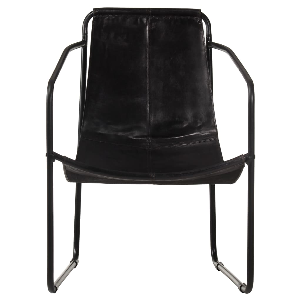 vidaXL Armchair Accent Chair with Iron Frame for Living Room Real Leather-4