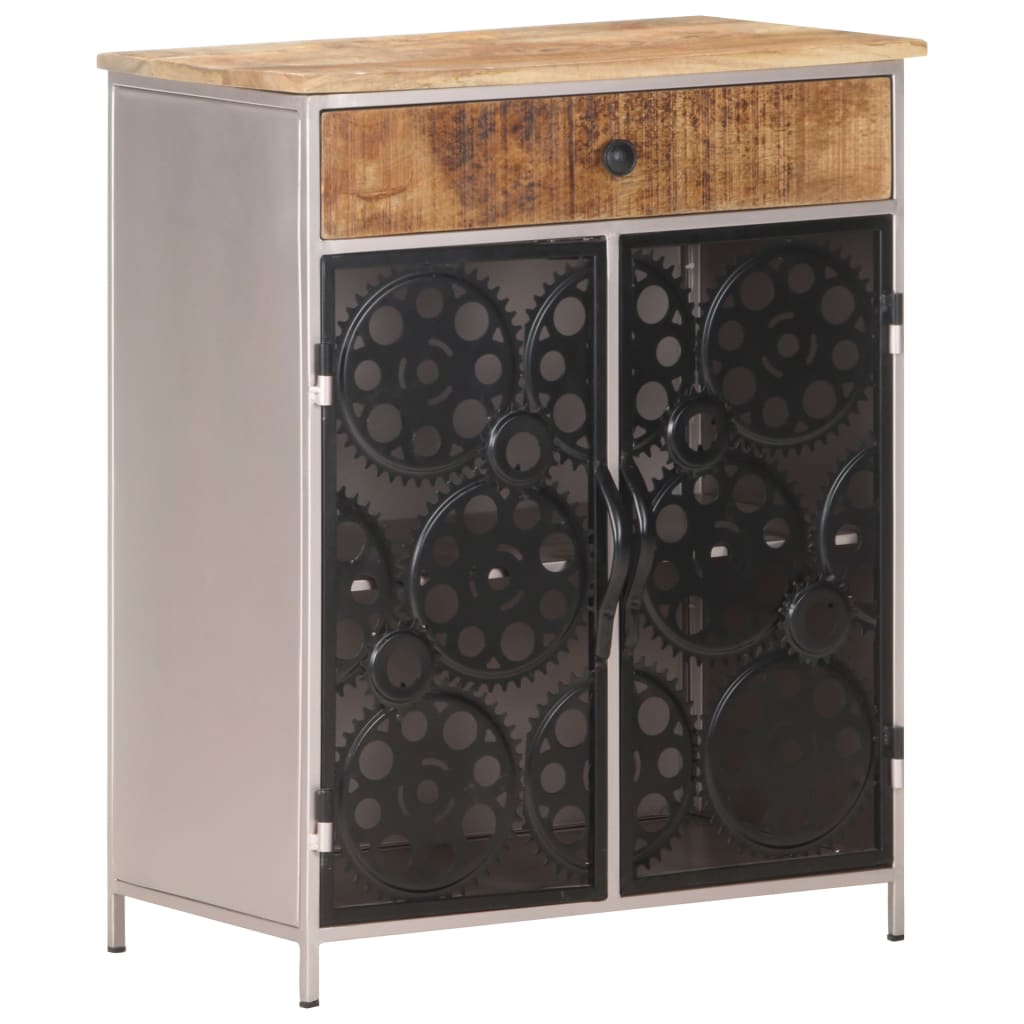 vidaXL Sideboard 23.6"x13.8"x29.5" Rough Mango Wood & Iron-0