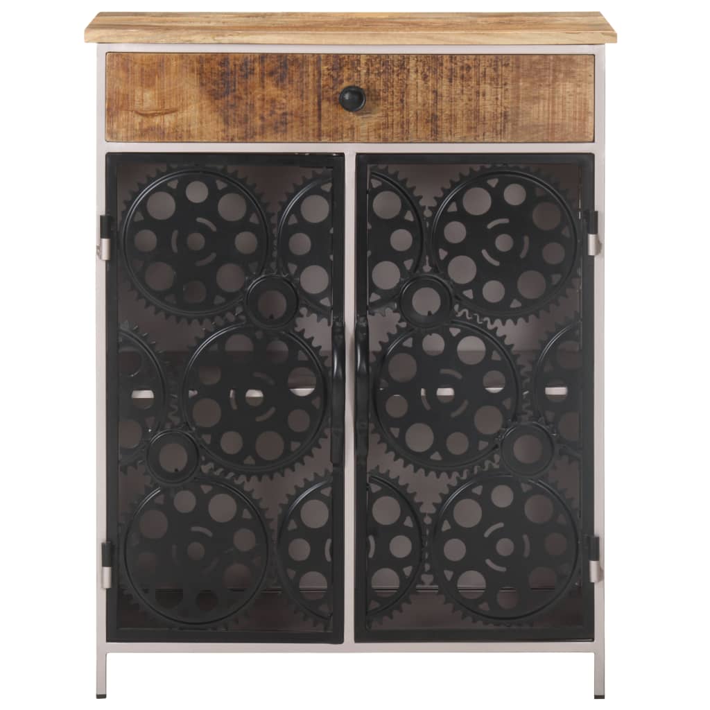 vidaXL Sideboard 23.6"x13.8"x29.5" Rough Mango Wood & Iron-3