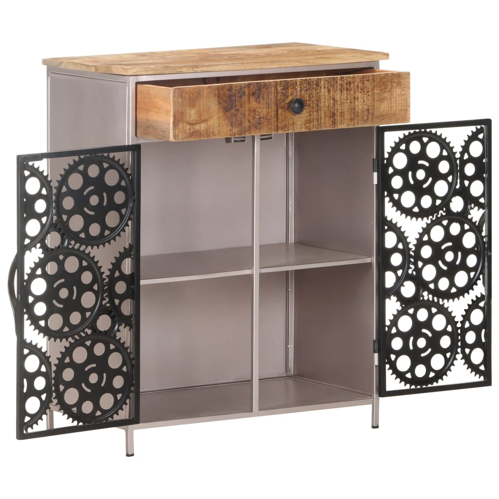 vidaXL Sideboard 23.6"x13.8"x29.5" Rough Mango Wood & Iron-5